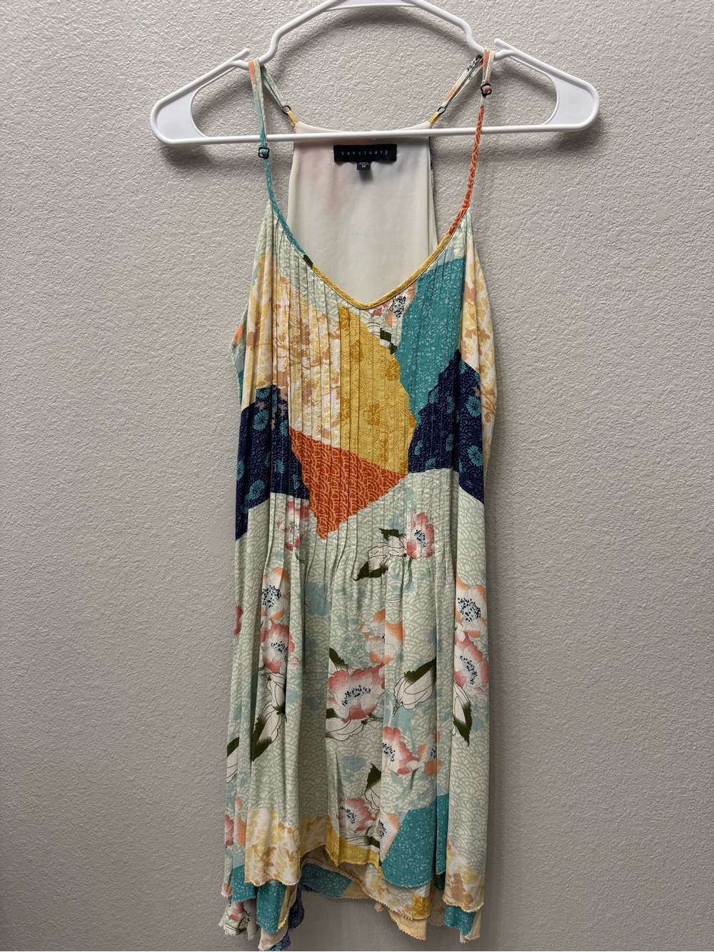 Sanctuary Strapless Floral Patchwork Dress in Teal, Coral, Mustard, Navy, Cream